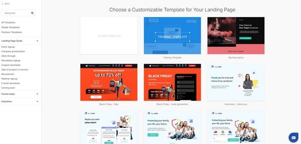 Landingi choose template