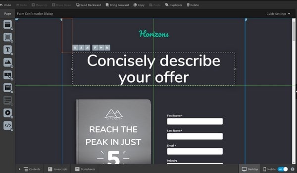 Unbounce editor
