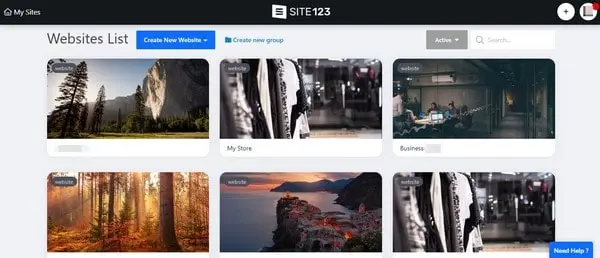 SITE123 Dashboard