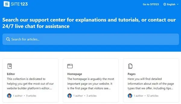 SITE123 Support