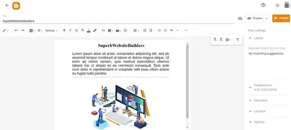 Blogger Blogging Features