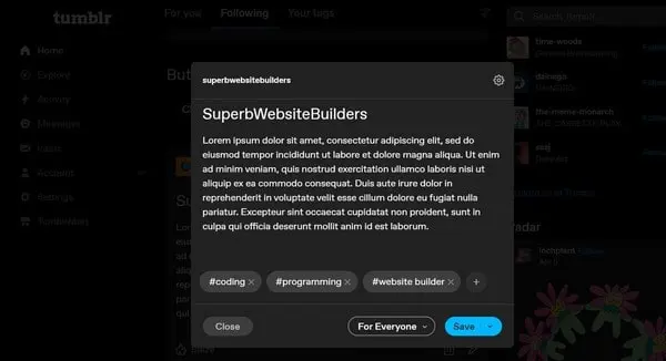 Tumblr Blogging Features